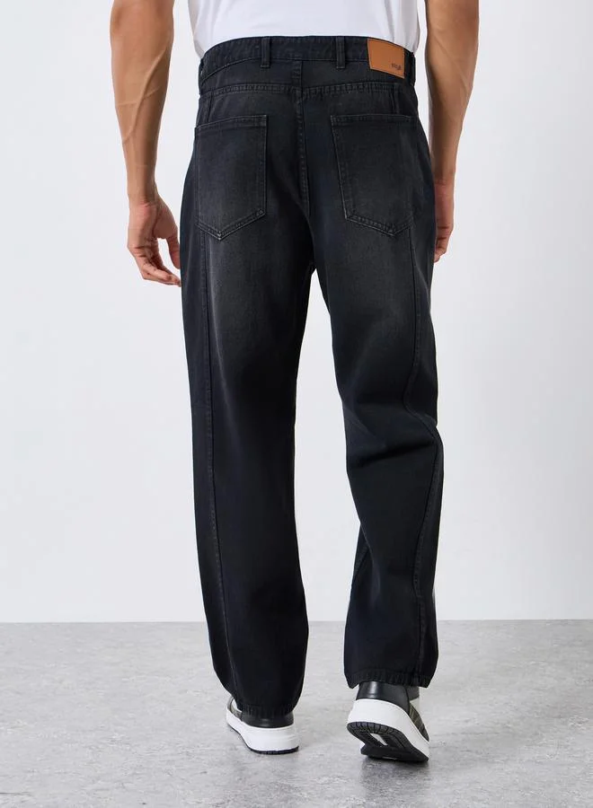Styli  Men Black Dark Wash Loose Fit Jeans for Men | Best Price UAE